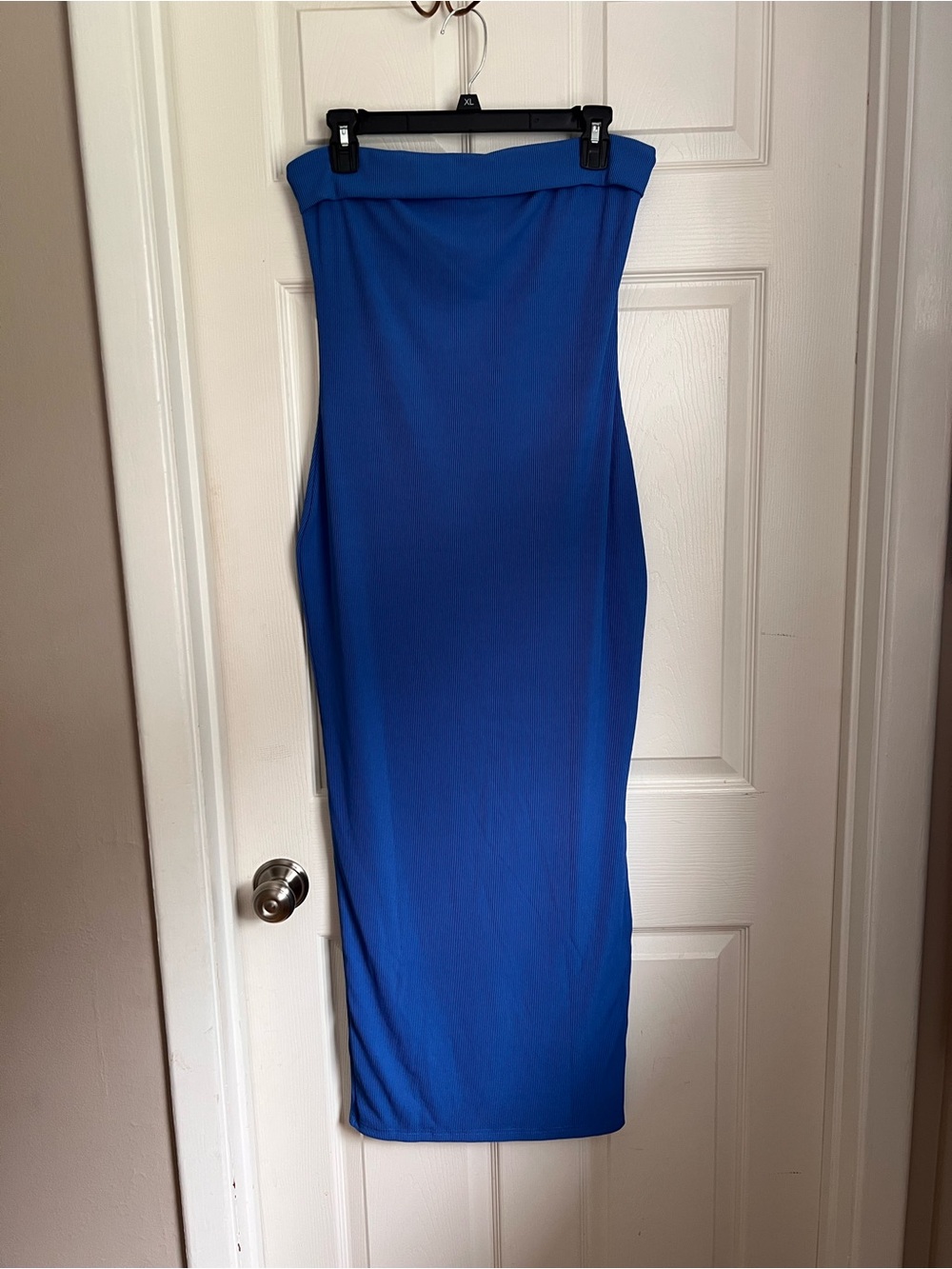 Strapless Cobalt Blue Midi Dress — Women